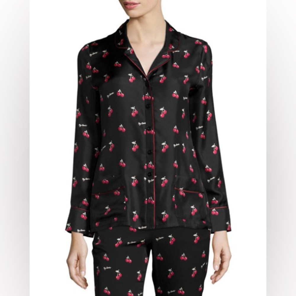 Piamita Annabella silk pajama top mom Cherie cherries